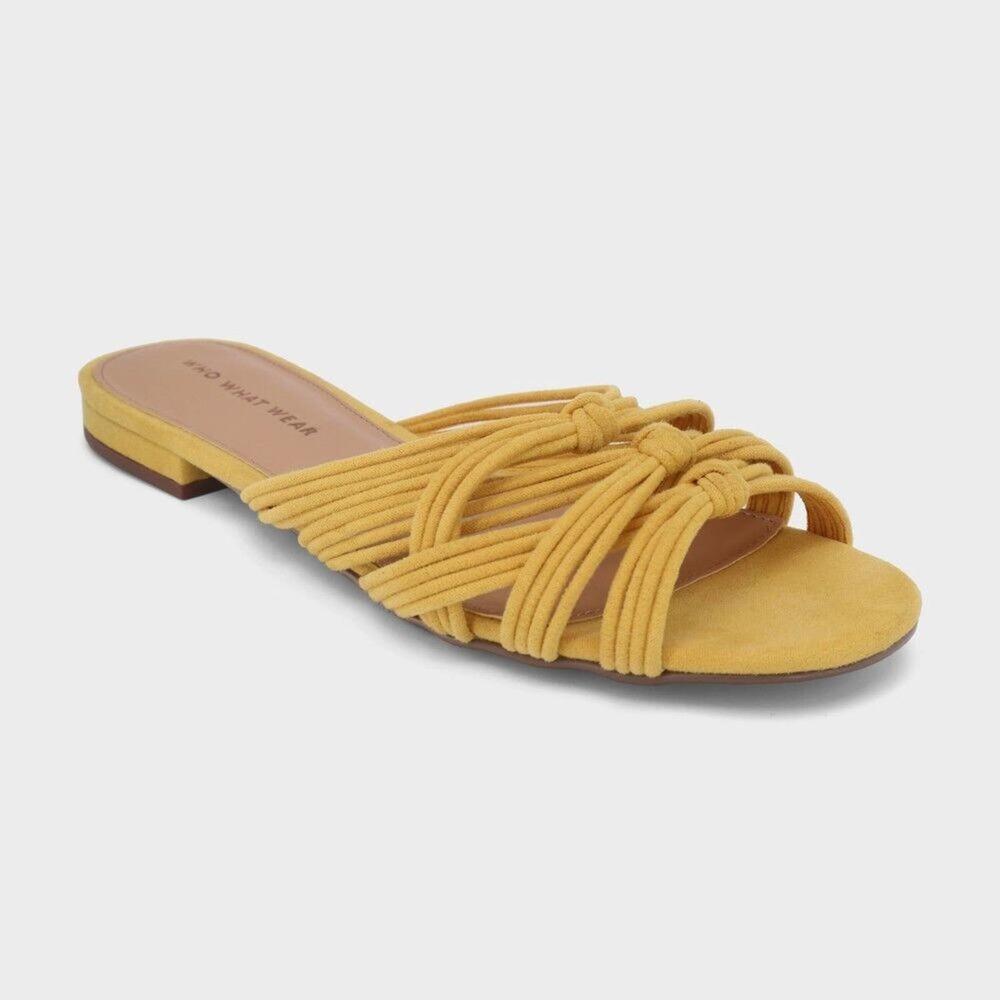 Who What Wear Finley Knotted Slide Sandal Goldenrod Women's Size 9.5